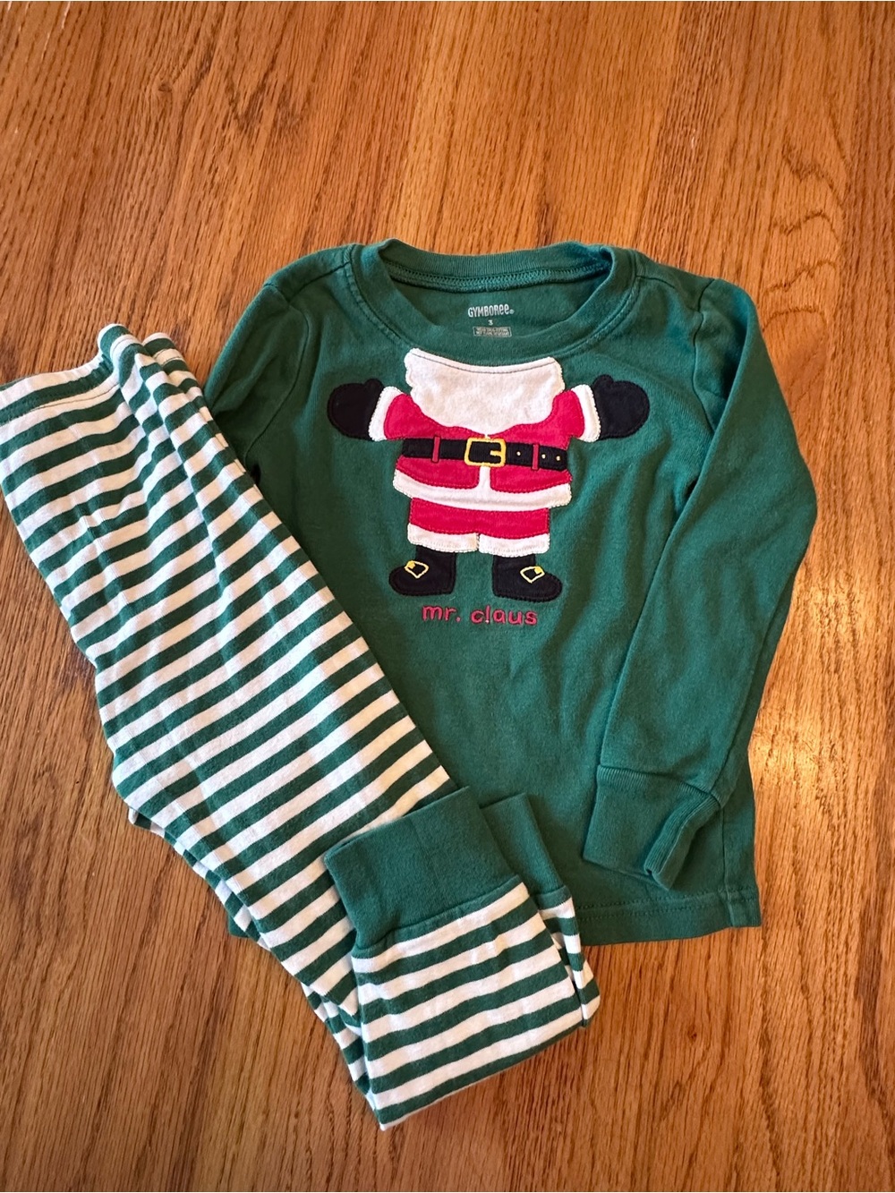 Gymboree Green Mr. Claus Two-Piece Pajama Set